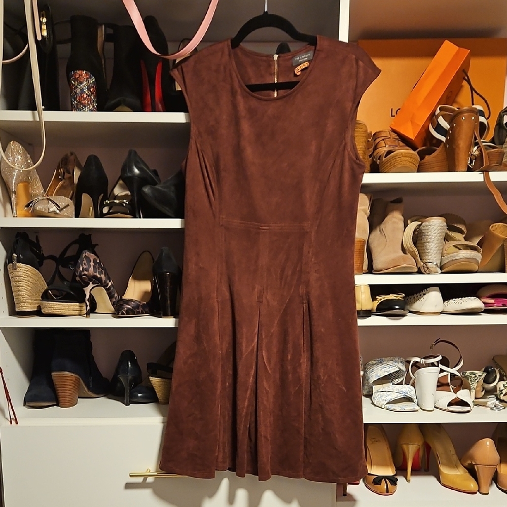 The Limited Brown Suede-Look Midi Dress
